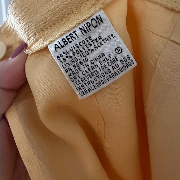 Vintage Albert Nipon Pencil Skirt 26" Waist Yellow Gold Textured Career Work - Picture 6 of 9